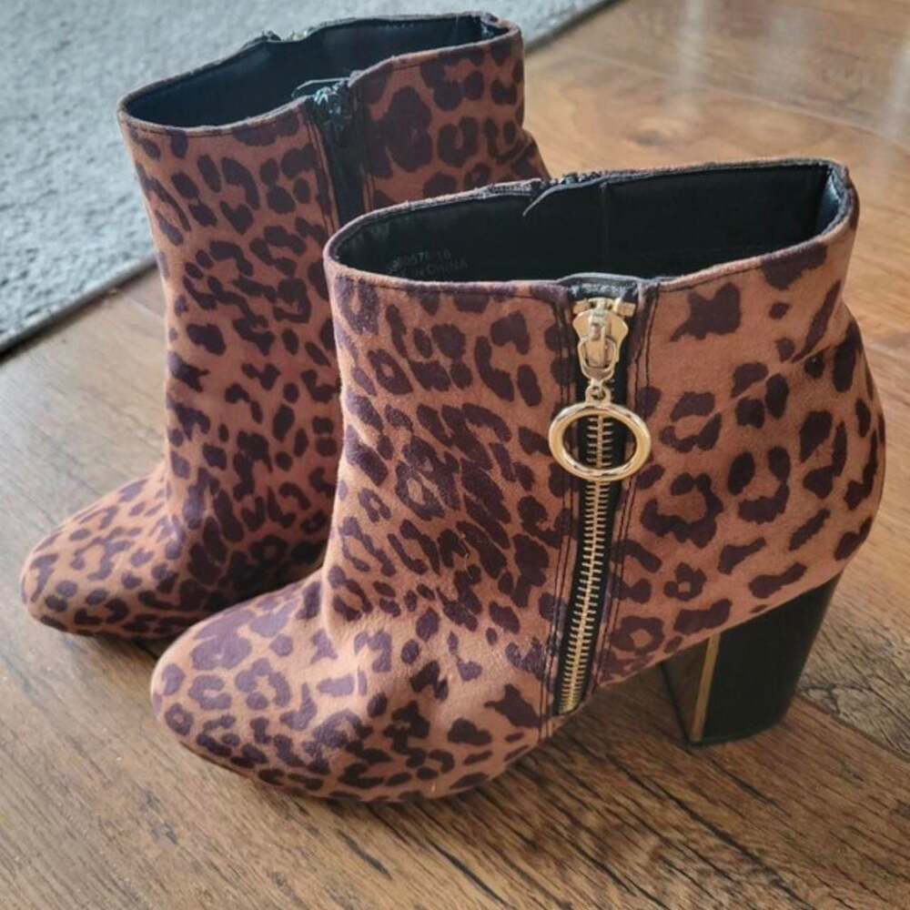 New Look Leopard Print Ankle Boots Size 8